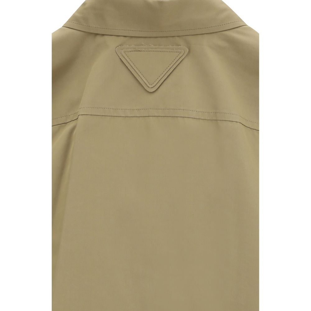 Prada Women's Oversized Long-Sleeve Cotton Shirt - Beige