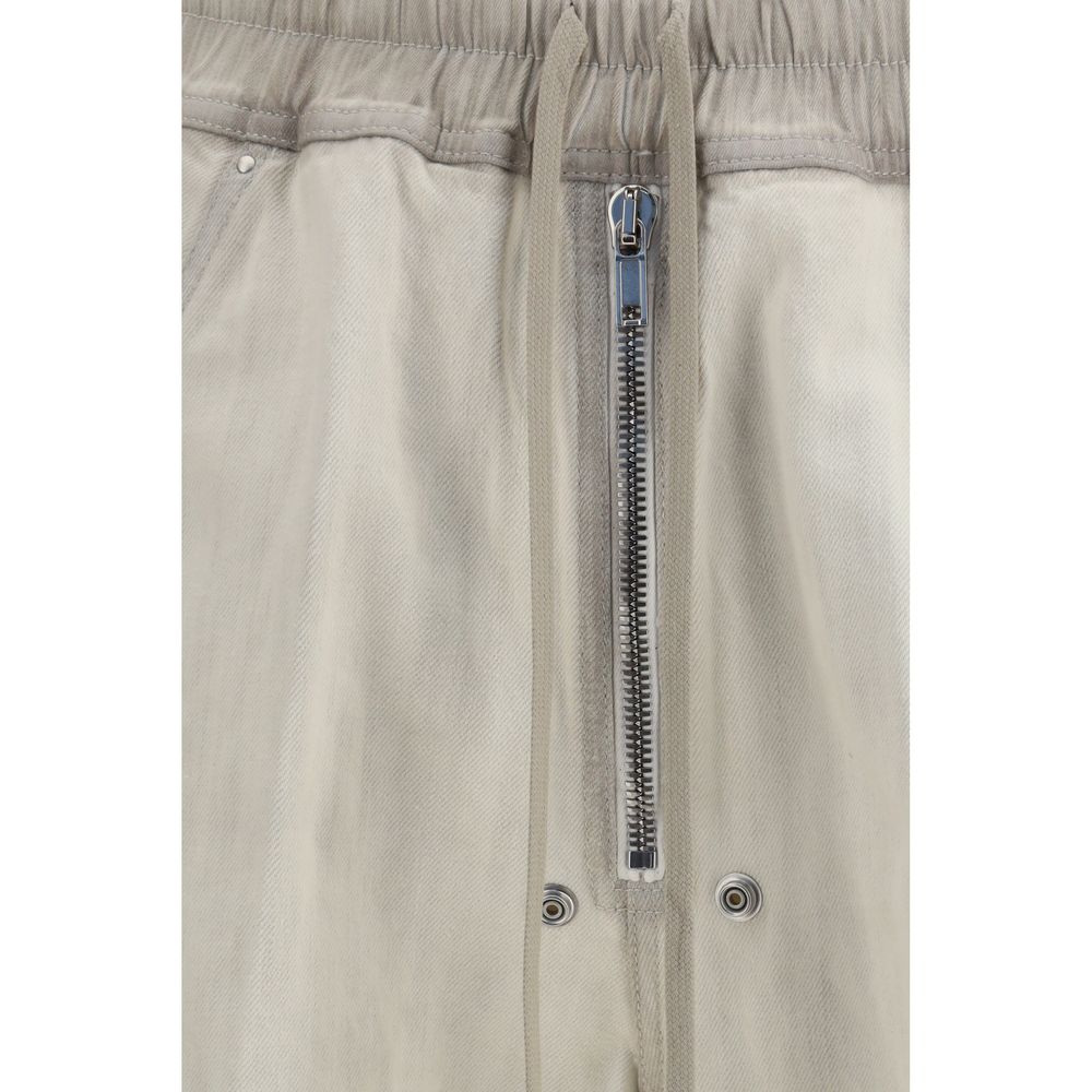 Rick Owens Men's Regular Fit Wide Denim Cotton Casual Pants - White Signature