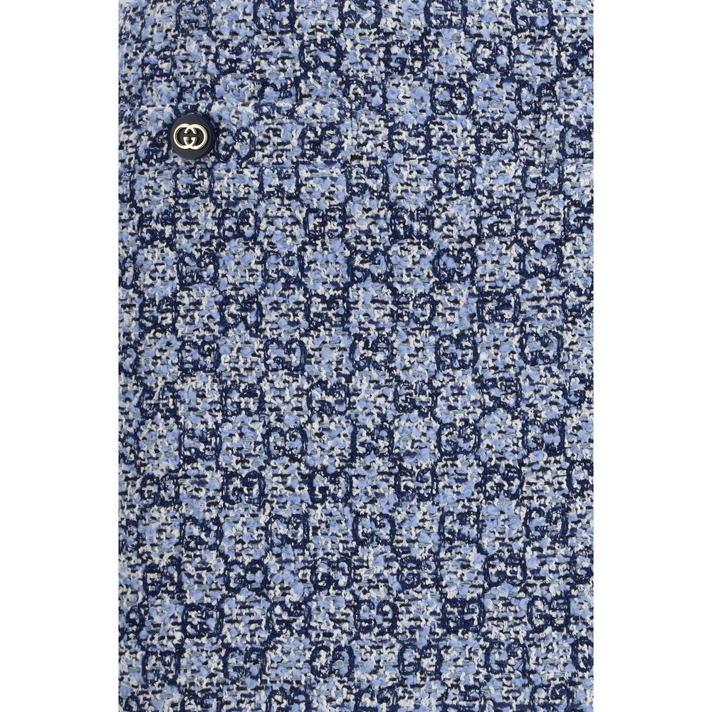 Gucci Gg Women's Cotton Velvet Tweed & Wool Mini Skirt - Blue