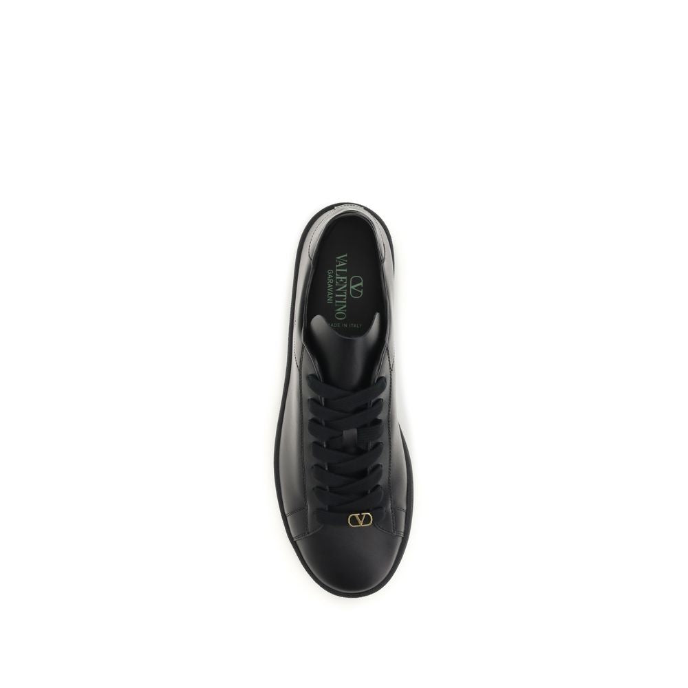 Valentino Garavani V Logo Men's Fashion Bos Taurus Calfskin Leather Sneakers - Black Signature