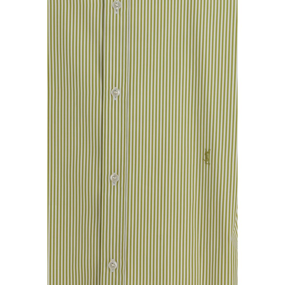 Saint Laurent Women's Oversized Long-Sleeve Cotton Shirt - Bicolour Patterned Signature Striped