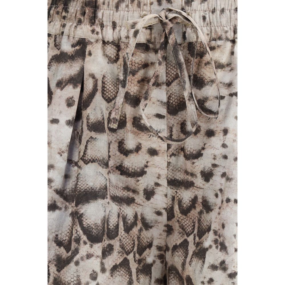 Casual Pants by PINKO for women in cotton & python leather multicolor & print features a polished silhouette with a polished regular-fit & wide, reaching a polished long and finished with a polished .