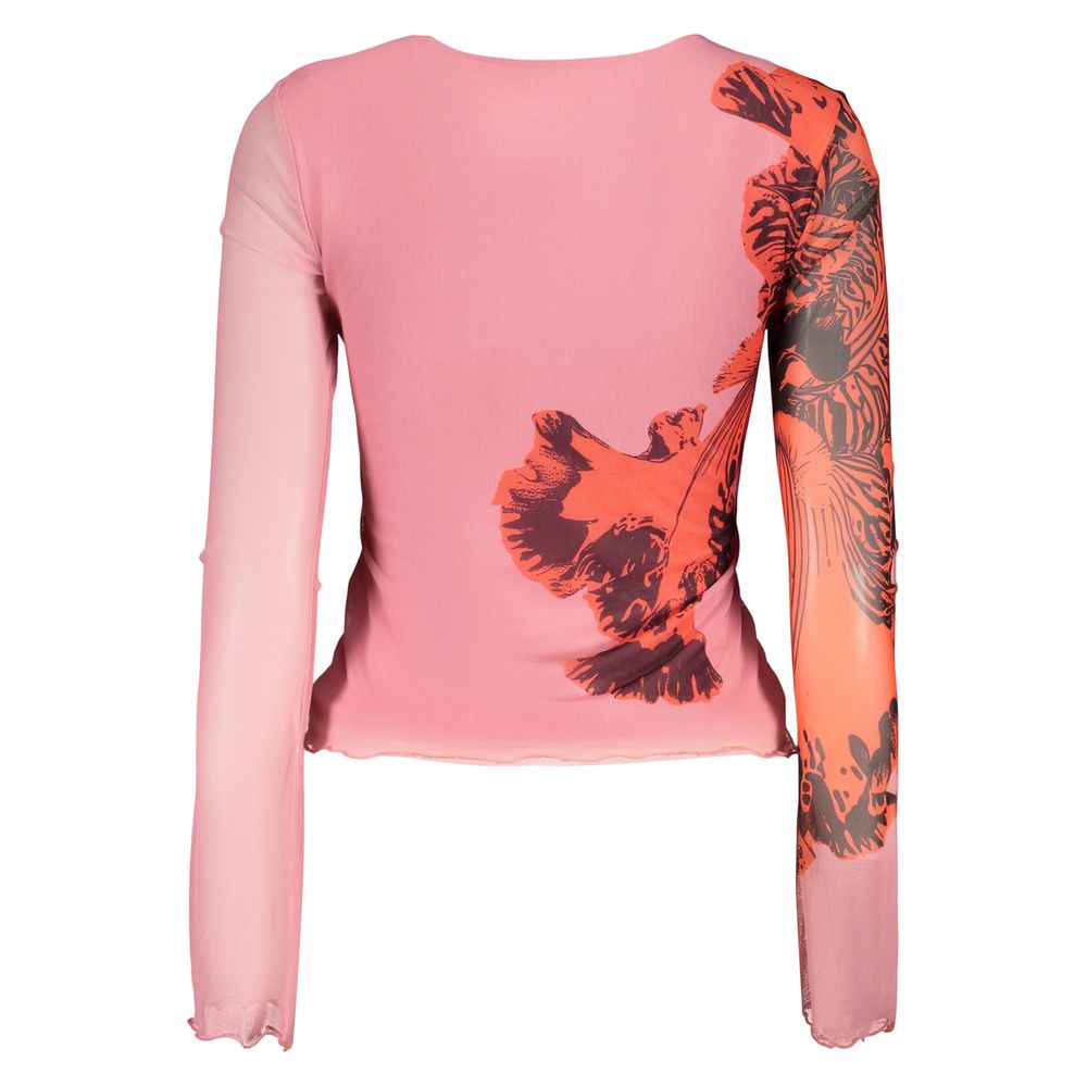 Desigual Essence Women's Long-Sleeve Stretch Viscose T-Shirt - Pink Patterned
