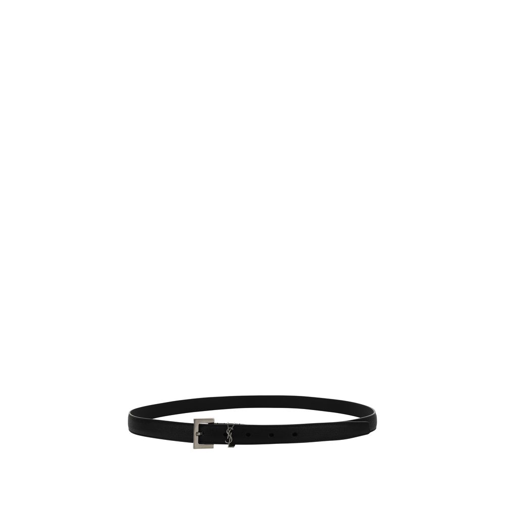 Saint Laurent Calfskin Belt - Black Monogram