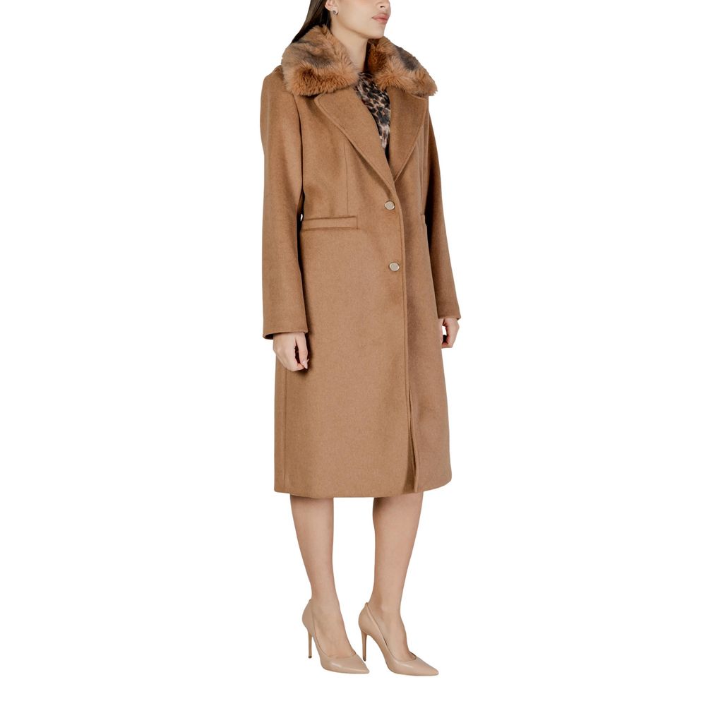 Guess Women's Polyester Faux Fur & Wool Overcoat - Beige