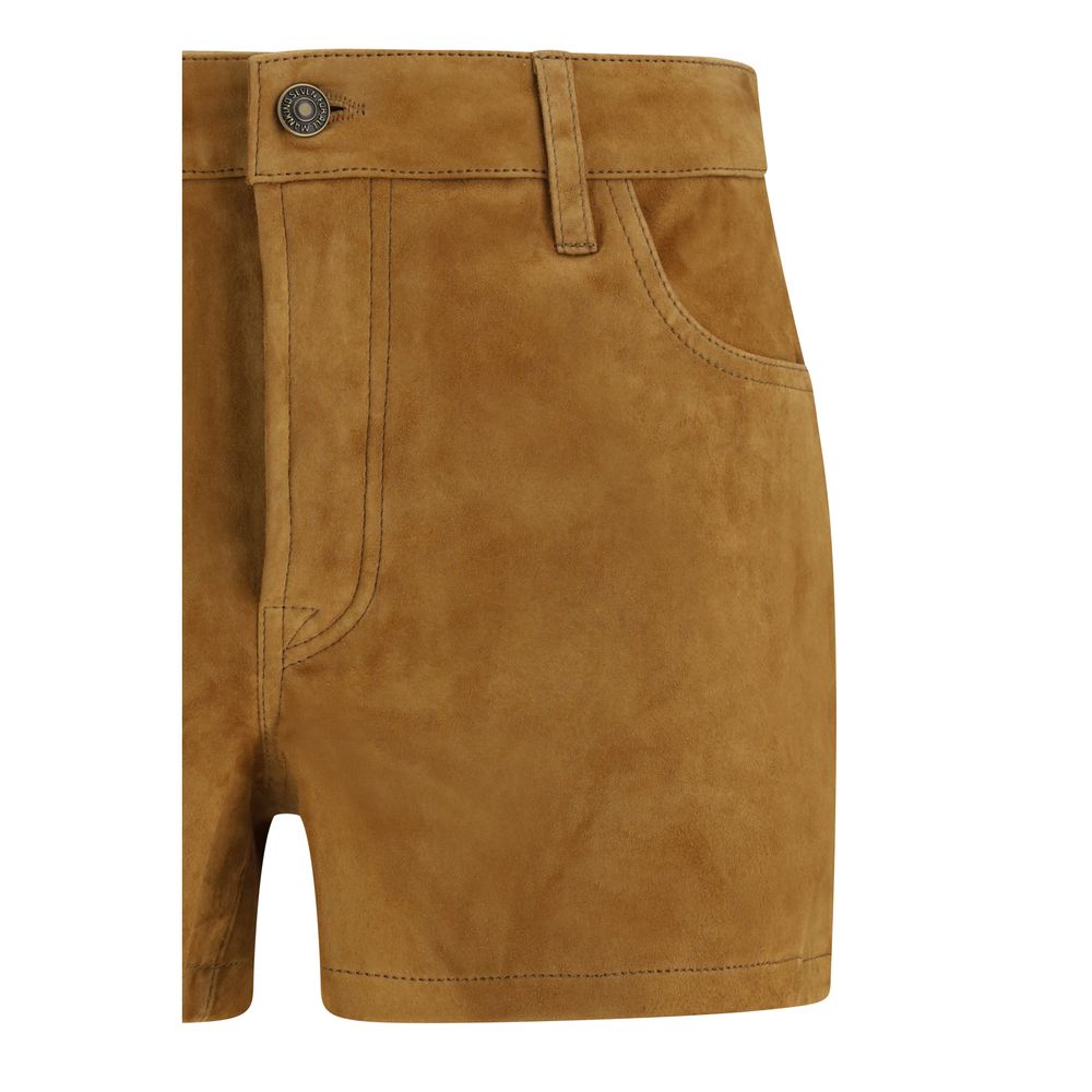7FOR Beige Camel Hair Bermuda Shorts