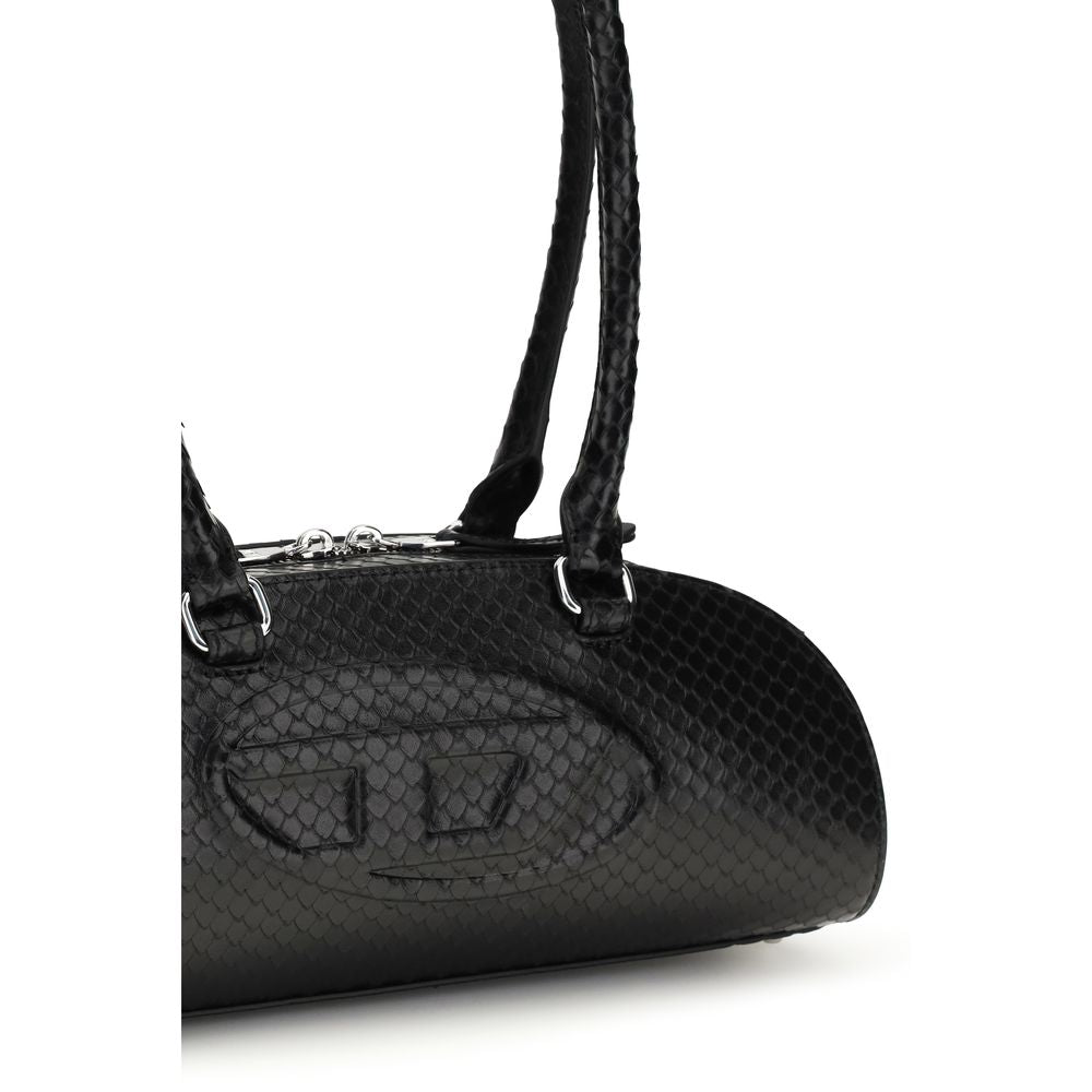 Diesel 1 Dr Bos Taurus Calf Leather Mini Crossbody Bowling Dome Shoulder Bag - Black