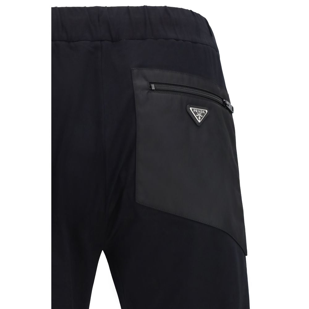 Prada Men's Regular Fit Slim Nylon Casual Pants - Black
