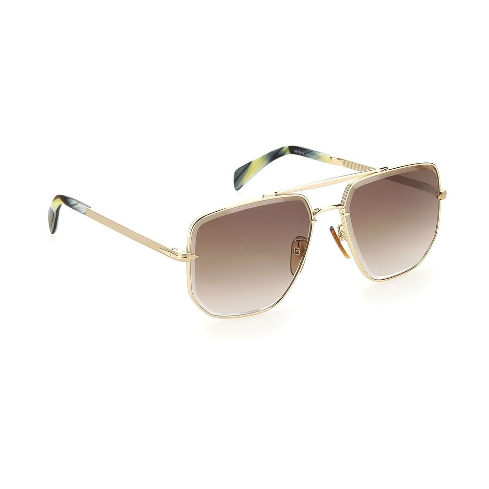 David Beckham Rectangle Gradient Medium-Tint Metal Sunglasses - Gold