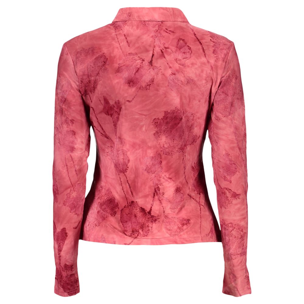Desigual Women's Long-Sleeve Stretch Polyester Blouse - Red Patterned