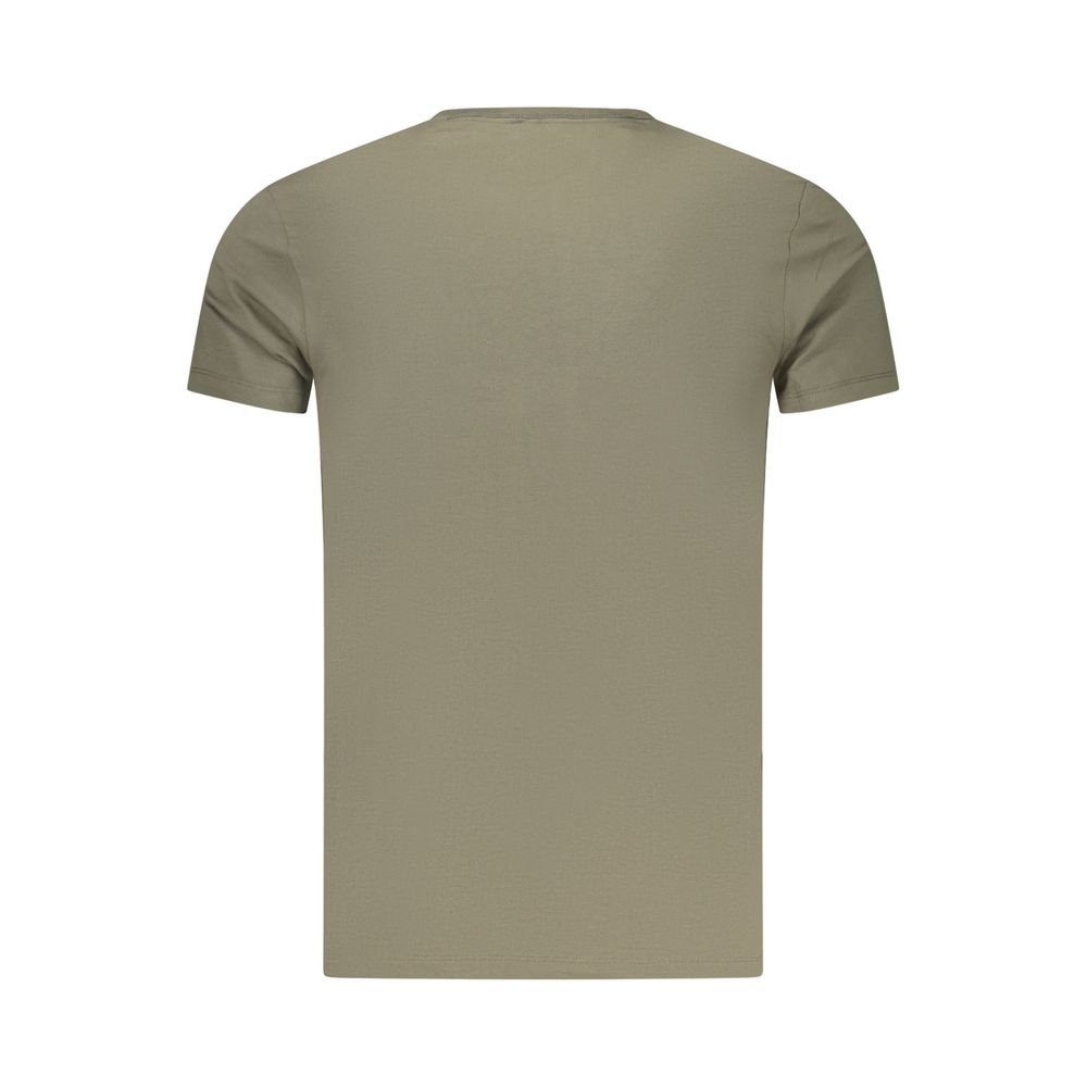 T-Shirt by Pepe Jeans for men in cotton green & print showcases a fashionable silhouette, elegantly detailed with a fashionable and crew neckline for a sophisticated, high-fashion look.