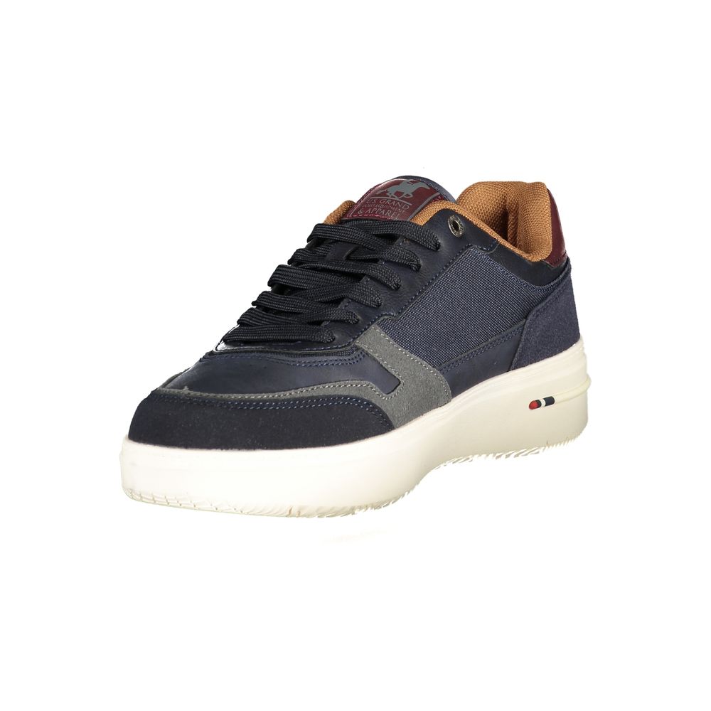 Athletic Sneakers by U.S. Grand Polo for men in polyester & polyurethane blue, signature-print & print showcases an impeccable silhouette, defined by an impeccable athletic style design that perfectly captures the essence of the Men's Athletic Polyester & Polyurethane Sneakers.