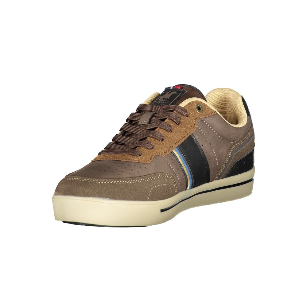 U.S. Grand Polo Men's Low-Top Polyester & Polyurethane Sneakers - Brown Print