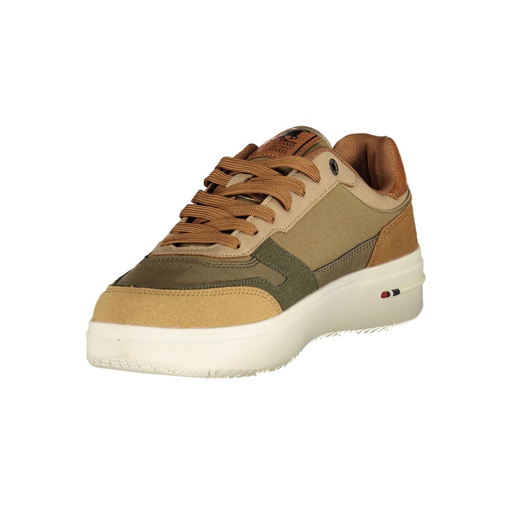 Athletic Sneakers by U.S. Grand Polo for men in polyester & polyurethane beige showcases an impeccable silhouette, defined by an impeccable athletic style design that perfectly captures the essence of the Men's Athletic Polyester & Polyurethane Sneakers.