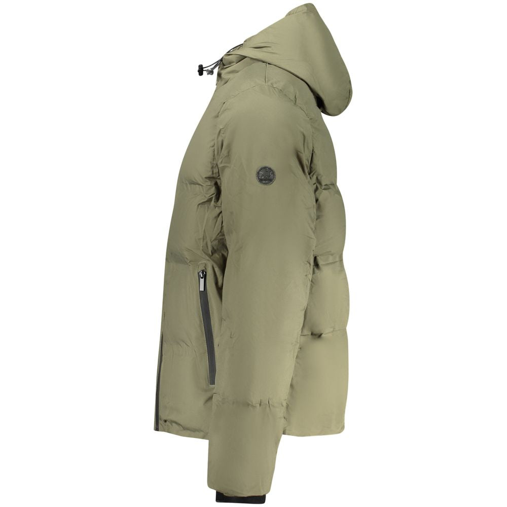 Hooded Windbreaker Jacket by U.S. Grand Polo for men in polyester green showcases a modern silhouette, integrating pockets, hooded & windproof and a modern for a sophisticated finish.