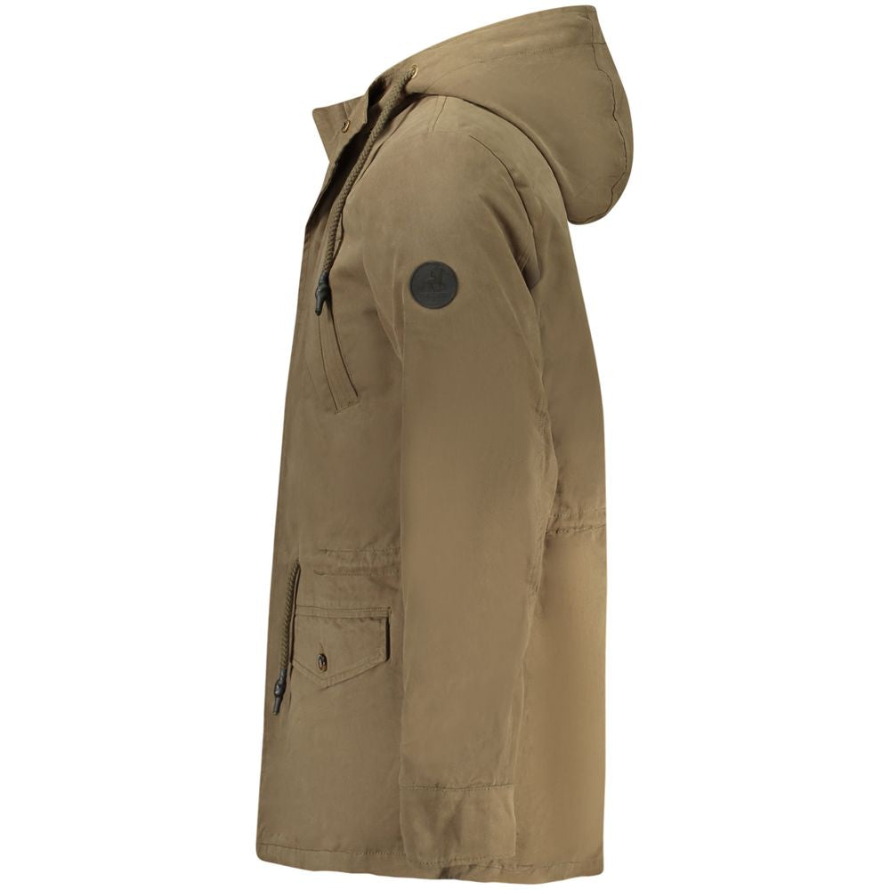 U.S. Grand Polo Men's Fur Sheep Leather & Plush Polyester Hooded Parka - Green