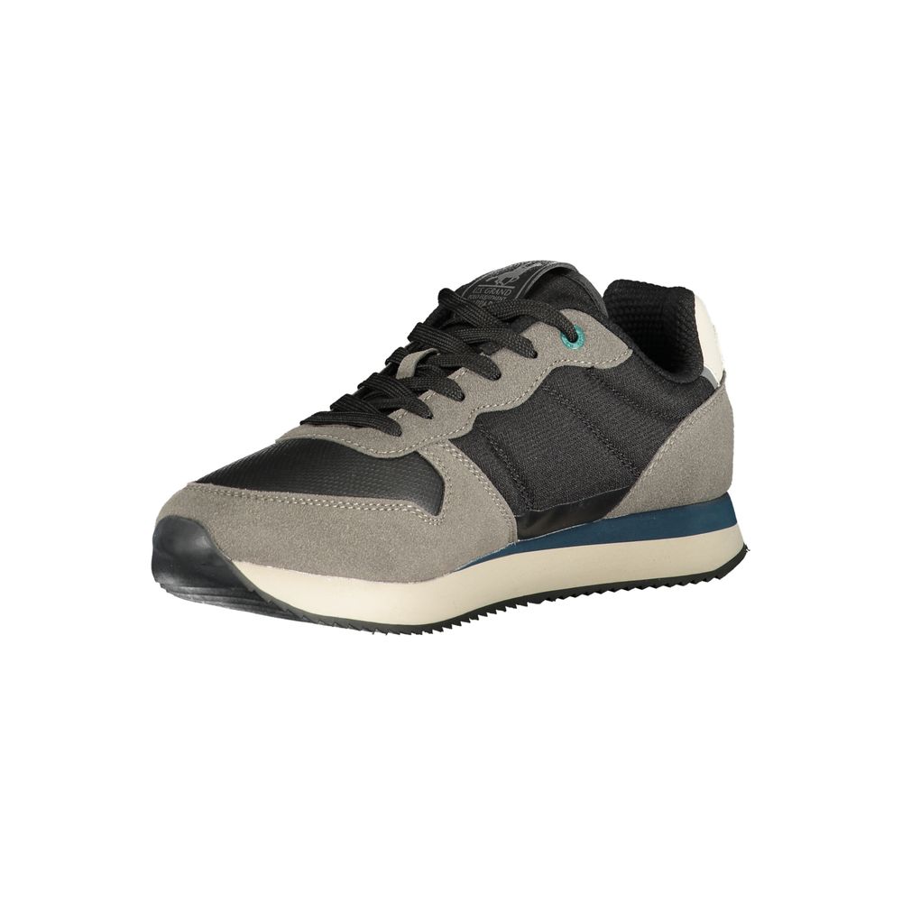 Athletic Sneakers by U.S. Grand Polo for men in polyester & polyurethane black presents a sleek silhouette, perfectly capturing the athletic style essence of Men's Athletic Polyester & Polyurethane Sneakers with its sleek design and premium finish.