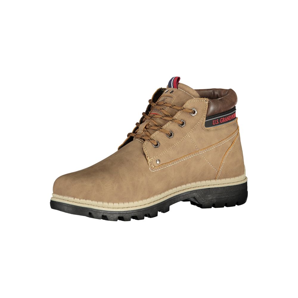 Ankle Boots by U.S. Grand Polo for men in polyester & polyurethane brown & print features an high-performance silhouette, showcasing the sophisticated design of the Men's Polyester & Polyurethane Ankle Boots with a and a refined .