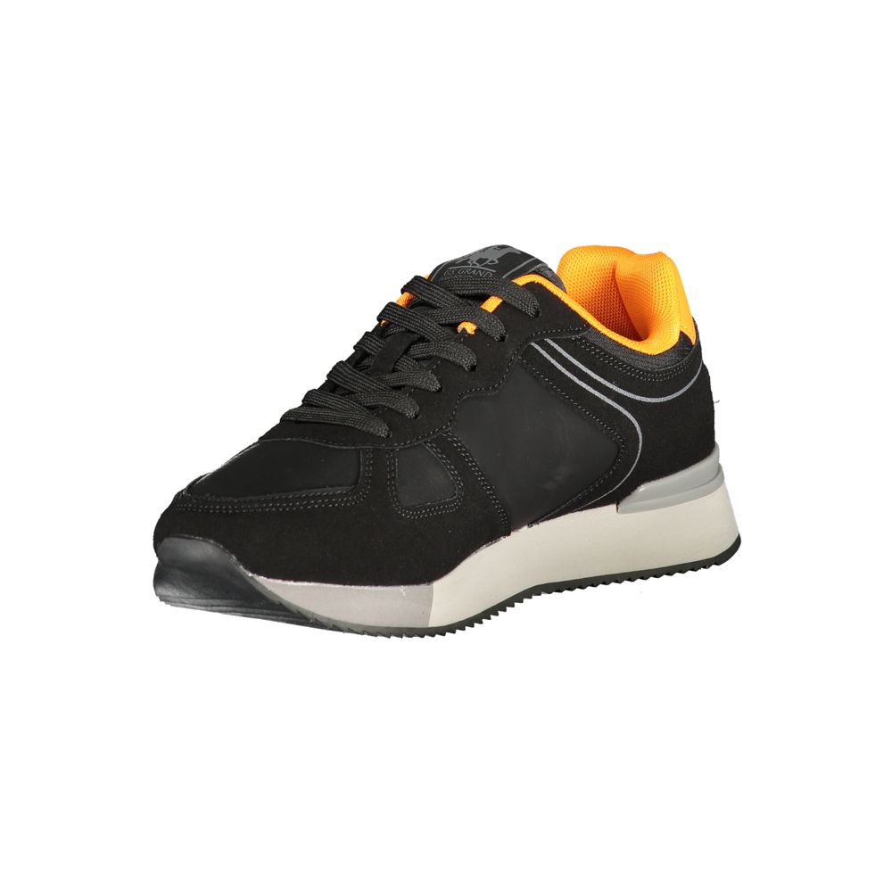 Athletic Sneakers by U.S. Grand Polo for men in polyester & polyurethane black presents a sleek silhouette, perfectly capturing the athletic style essence of Men's Athletic Polyester & Polyurethane Sneakers with its sleek design and premium finish.