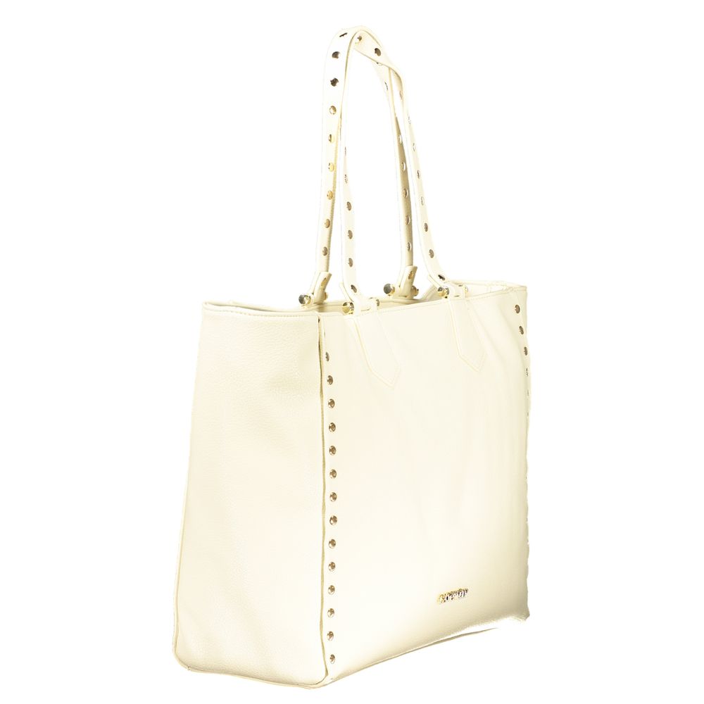 This Shoulder Handbag by Cafenoir for women in polyurethane and beige presents a sculptural silhouette featuring a secure zipper, ample internal-pockets, and versatile shoulder-strap & handle for a sculptural finish.