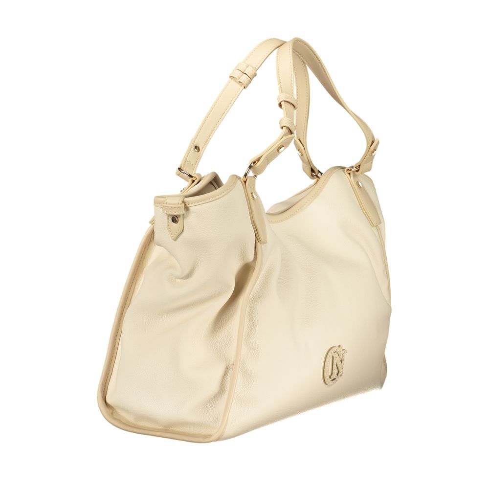 Evening Shoulder Handbag by Cafenoir for women in polyurethane beige features a ornamental silhouette, showcasing a secure snap, ample internal-pockets, and ornamental shoulder-strap for a sophisticated look.