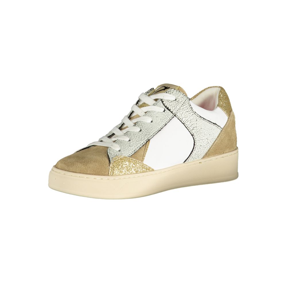 Sneakers by Cafenoir for women in polyester polyurethane leather white & signature presents a sumptuous silhouette, artfully capturing the essence of the Women's Low-Top Polyester Polyurethane Leather Sneakers with its sumptuous low-top style design.