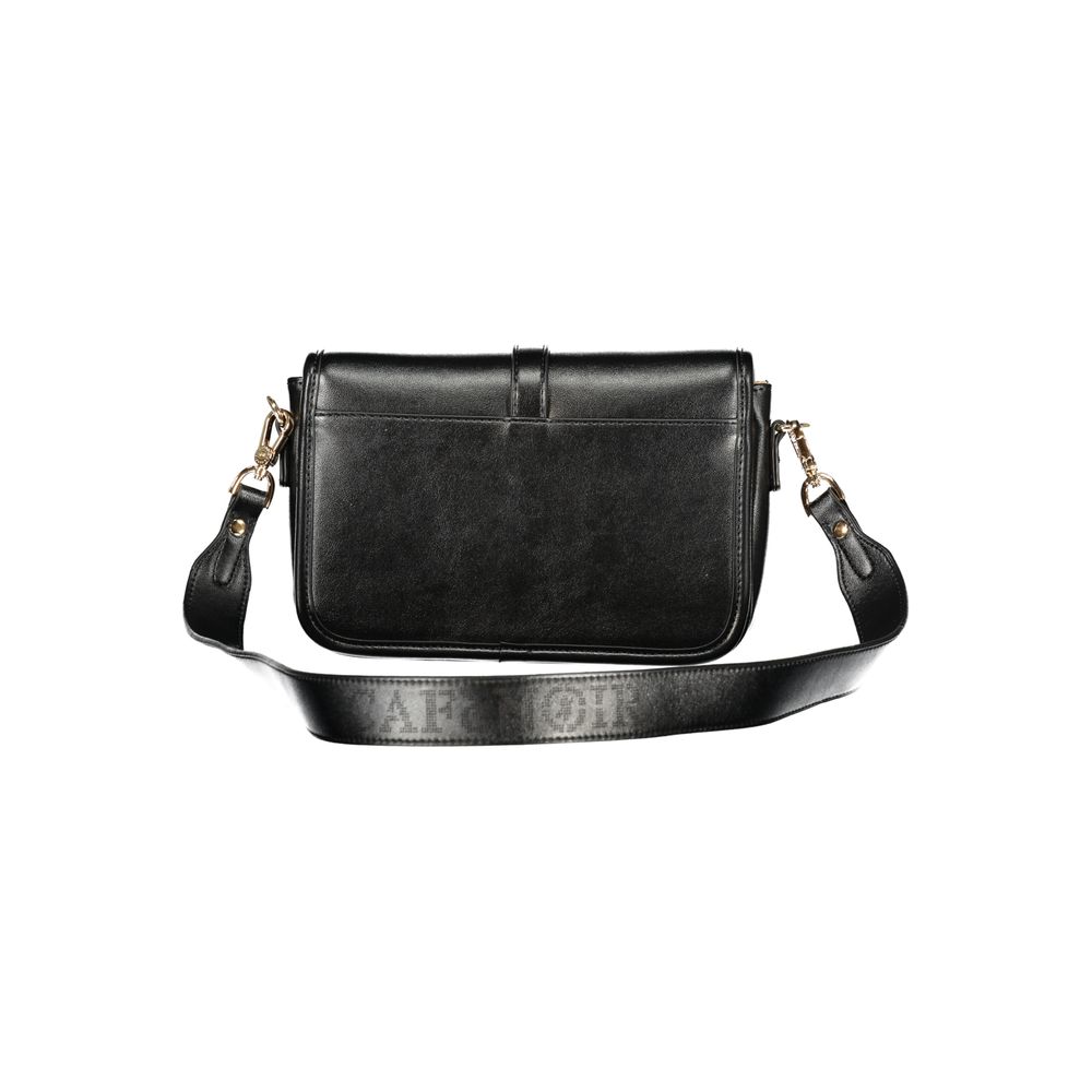 Handbag by Cafenoir for women in polyurethane leather black features a exquisite silhouette, showcasing a secure snap and exquisite built-in-compartments & internal-pockets with versatile shoulder-strap & adjustable-strap for a exquisite finish.