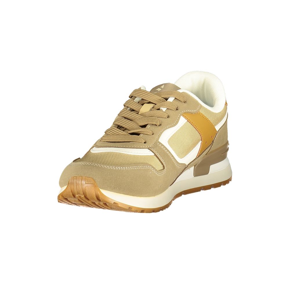 Athletic Sneakers by Navigare for men in polyester & polyurethane beige, brown & white features an architectural silhouette from the Men's Athletic Polyester & Polyurethane Sneakers collection, showcasing a architectural athletic style for a architectural look.