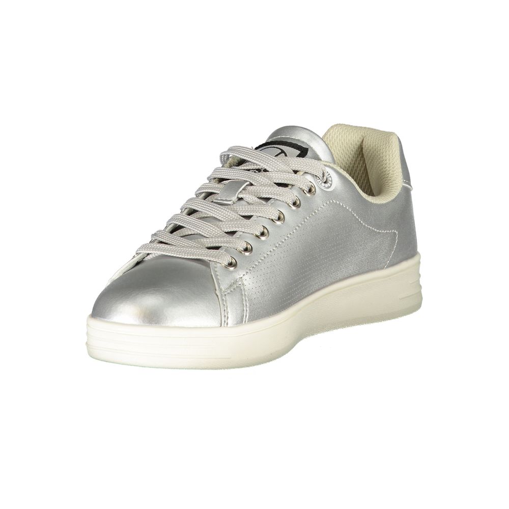 Athletic Sneakers by Ellesse for women in polyester & polyurethane blue, gray & print showcases a architectural silhouette, artfully capturing the essence of the Essence Women's Athletic Polyester & Polyurethane Sneakers with its signature architectural athletic style construction.