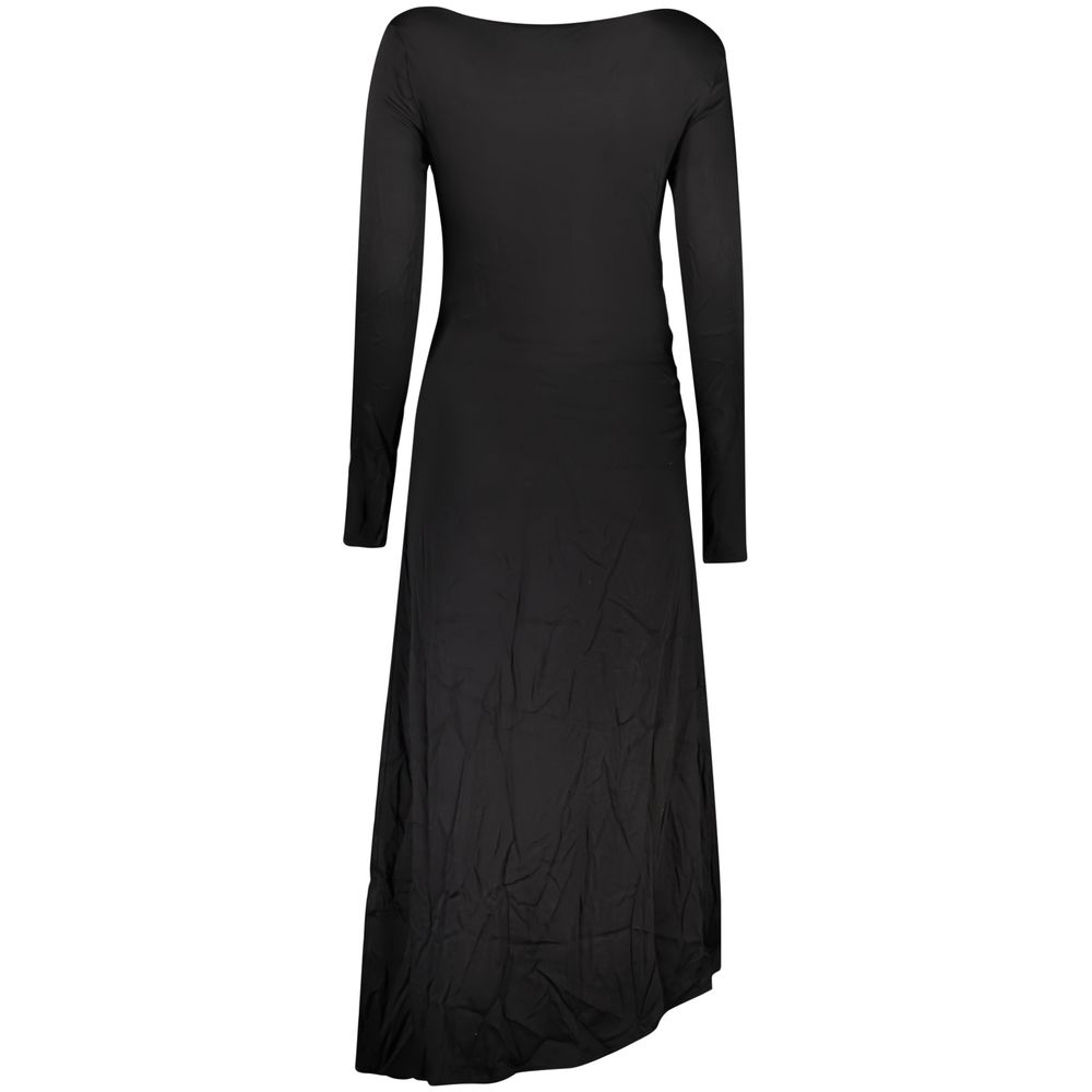 Dress by Desigual for women in stretch viscose black, patterned, signature & print presents a sinuous silhouette, showcasing a sophisticated and detailed with a sinuous long for a refined finish.