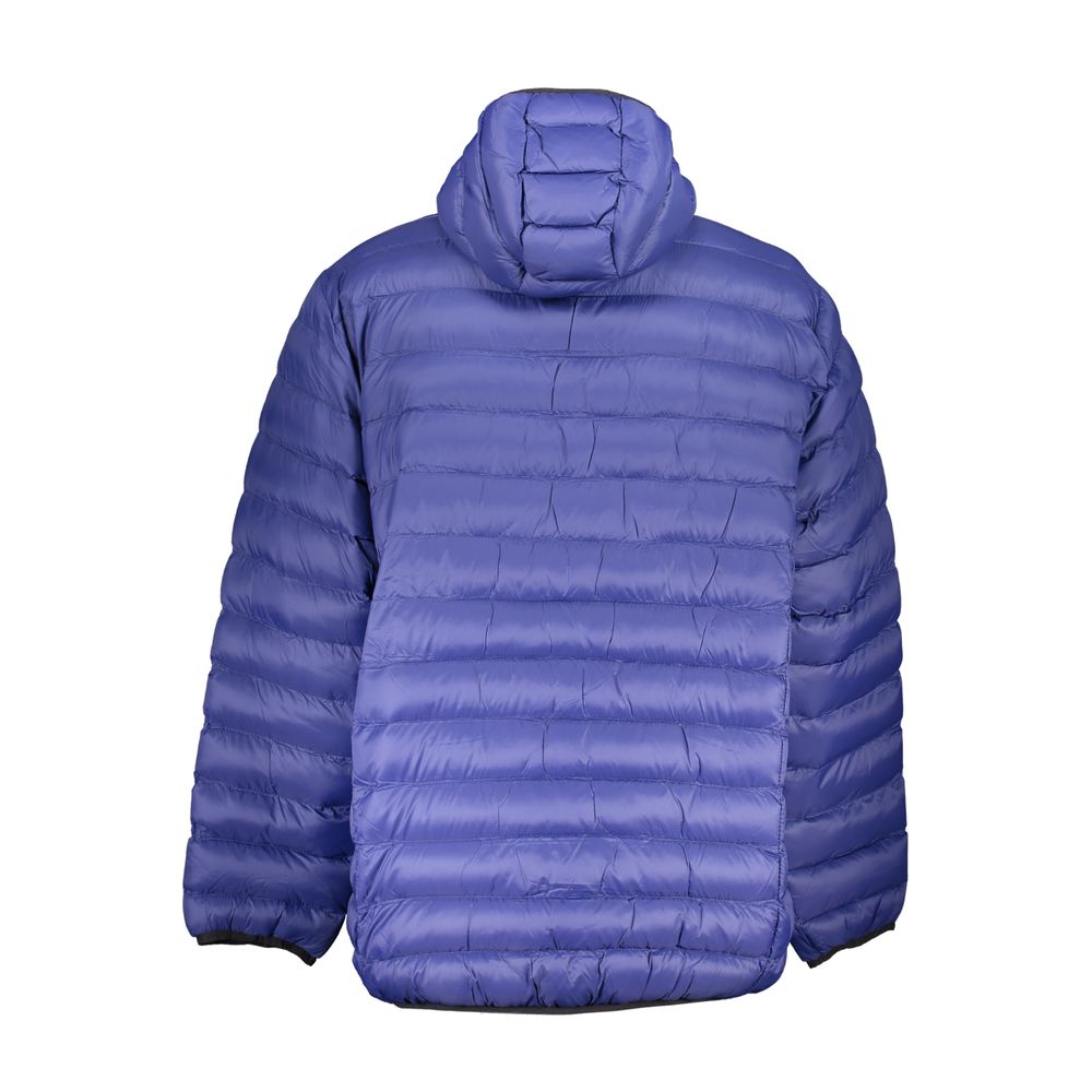 Hooded Windbreaker Jacket by U.S. Grand Polo for men in polyester blue presents a resilient silhouette, artfully detailed with a sophisticated and functional pockets, hooded & windproof for a resilient finish.