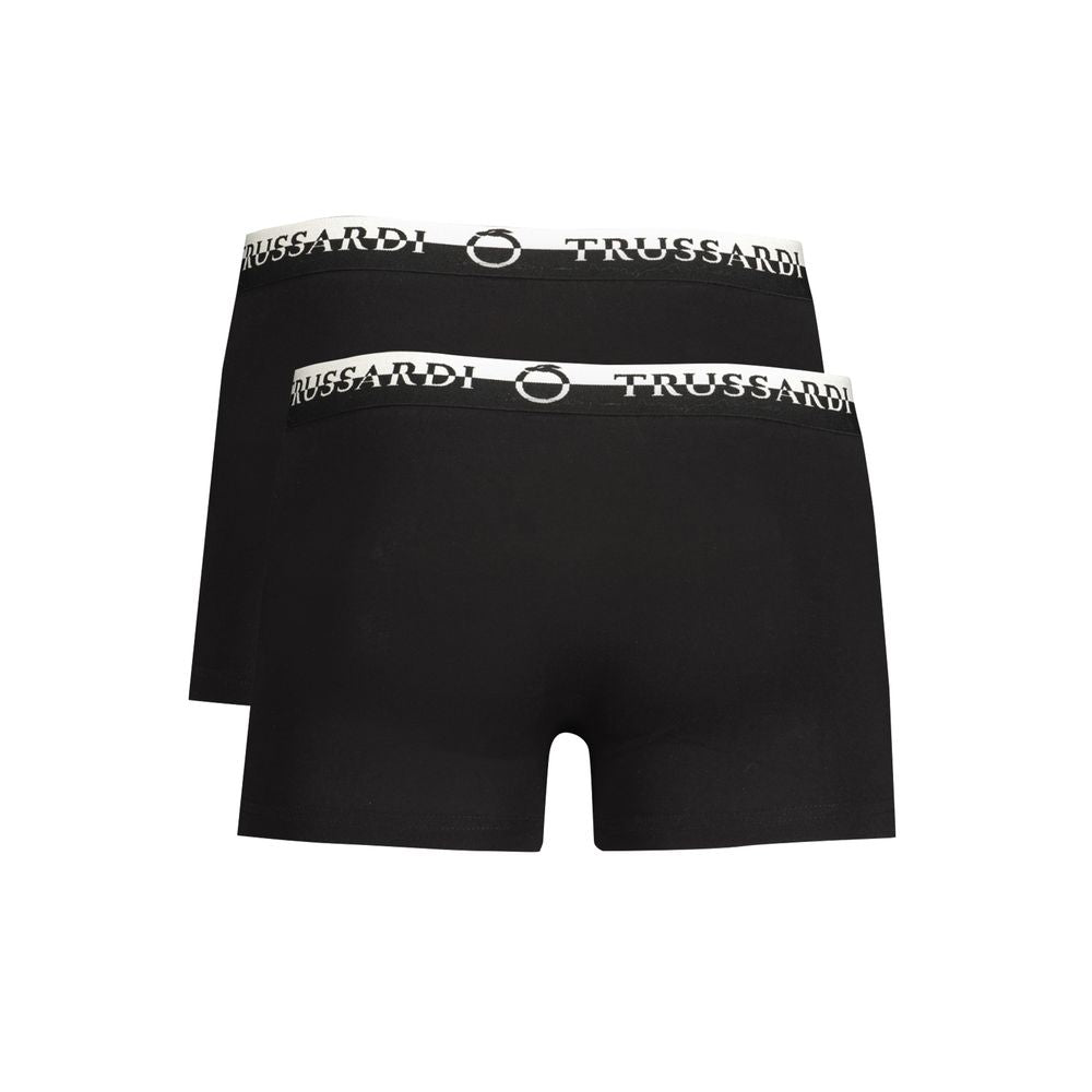 Underwear Boxer Shorts by Trussardi for men in stretch cotton black features an ethereal silhouette, showcasing the premium craftsmanship and ethereal style of the signature Men's Stretch Cotton Underwear Boxer Shorts collection.