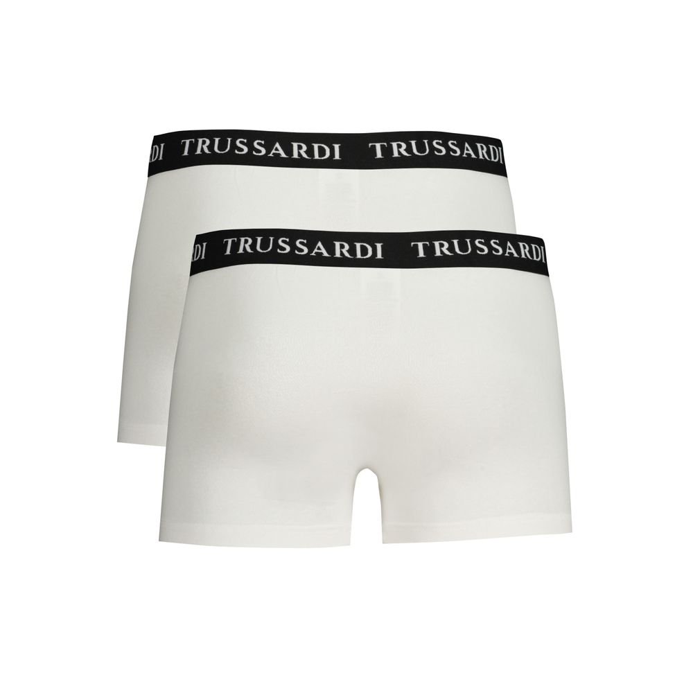 Underwear Boxer Briefs by Trussardi for men in stretch cotton white & print features an nuanced fit showcasing the premium comfort and style of the Crisp Men's Stretch Cotton Underwear Boxer Briefs collection.