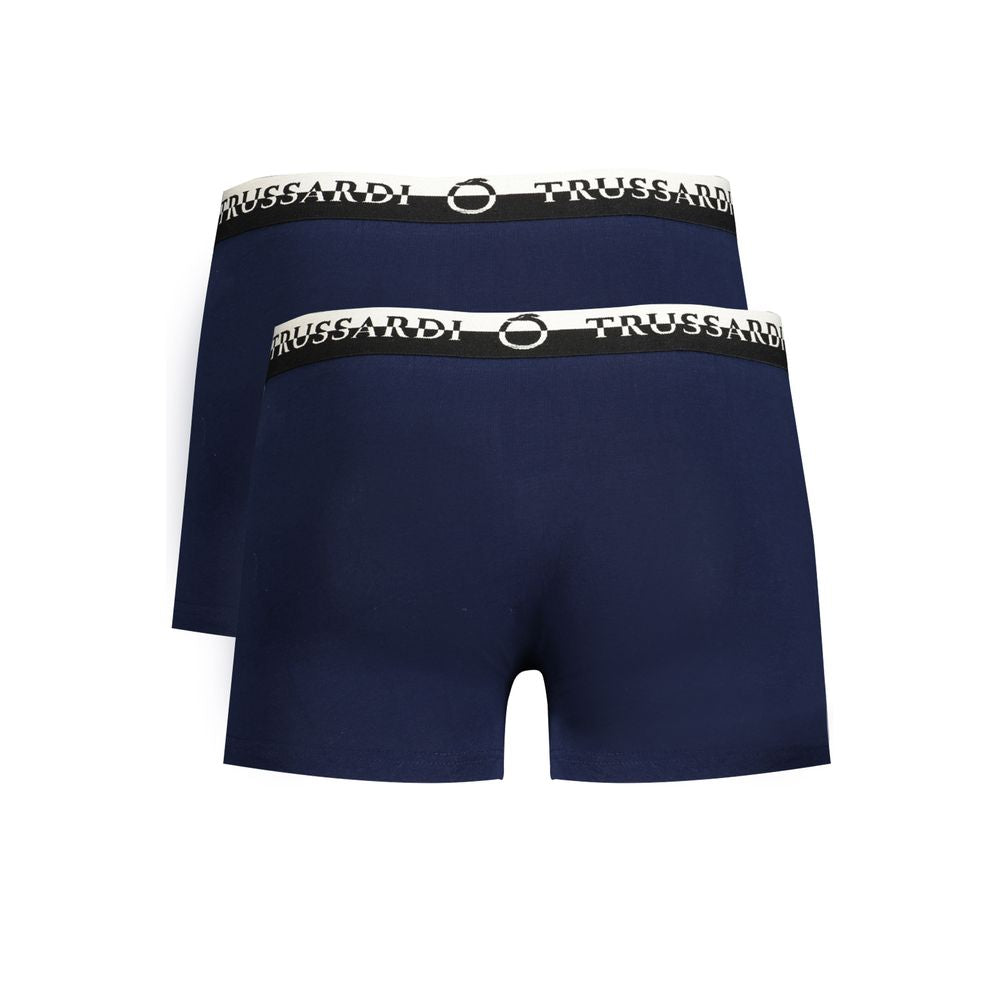 Underwear Boxer Shorts by Trussardi for men in stretch cotton blue & print features an ethereal silhouette, showcasing the premium craftsmanship and ethereal style of the signature Men's Stretch Cotton Underwear Boxer Shorts collection.