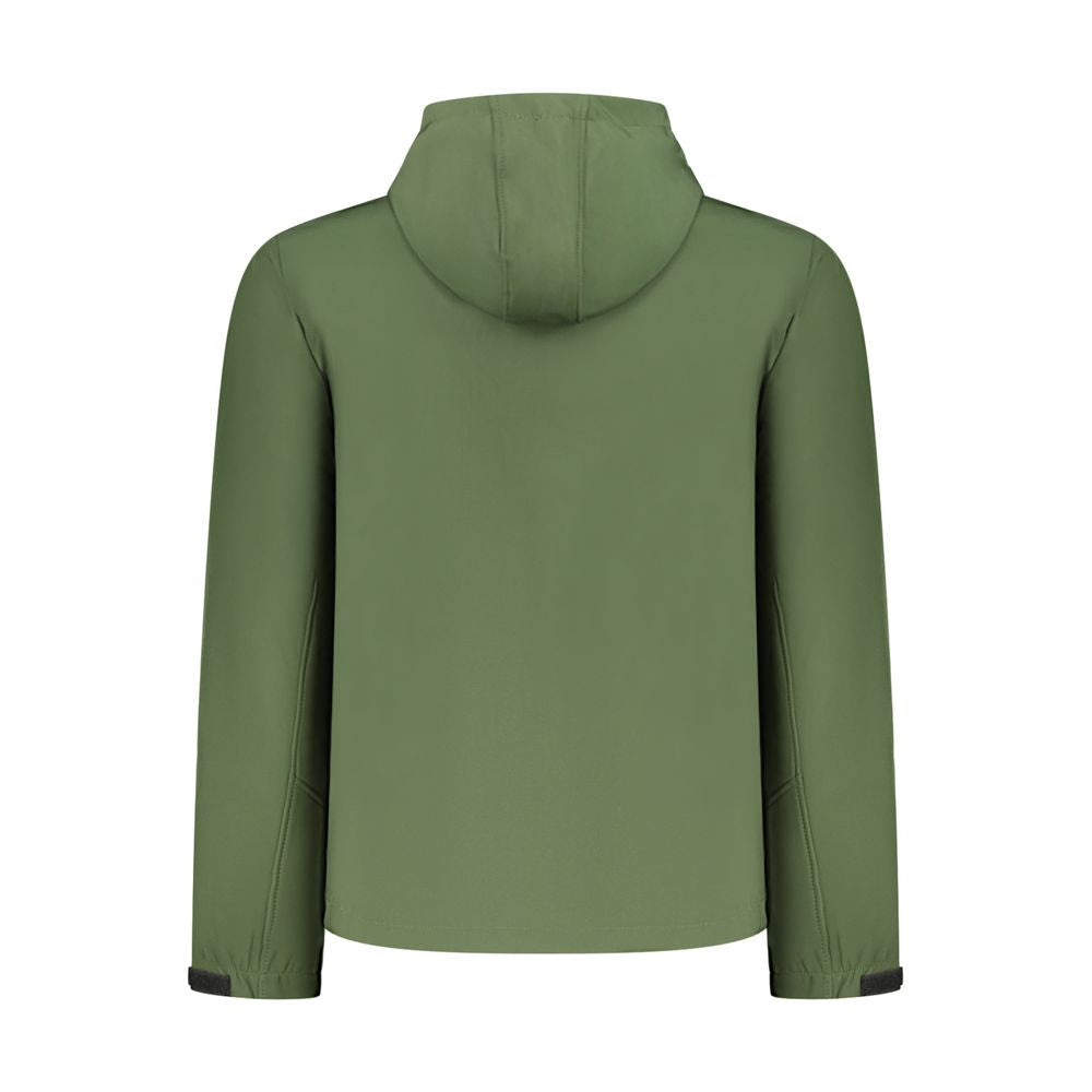 U.S. Grand Polo City Men's Softshell Stretch Polyester Hooded Windbreaker Jacket - Green Print