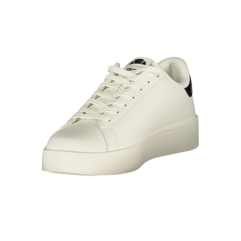 Athletic Sneakers by Ellesse for men in polyester & polyurethane black & white showcases a architectural silhouette, artfully capturing the essence of the Men's Athletic Polyester & Polyurethane Sneakers with its signature architectural athletic style construction.