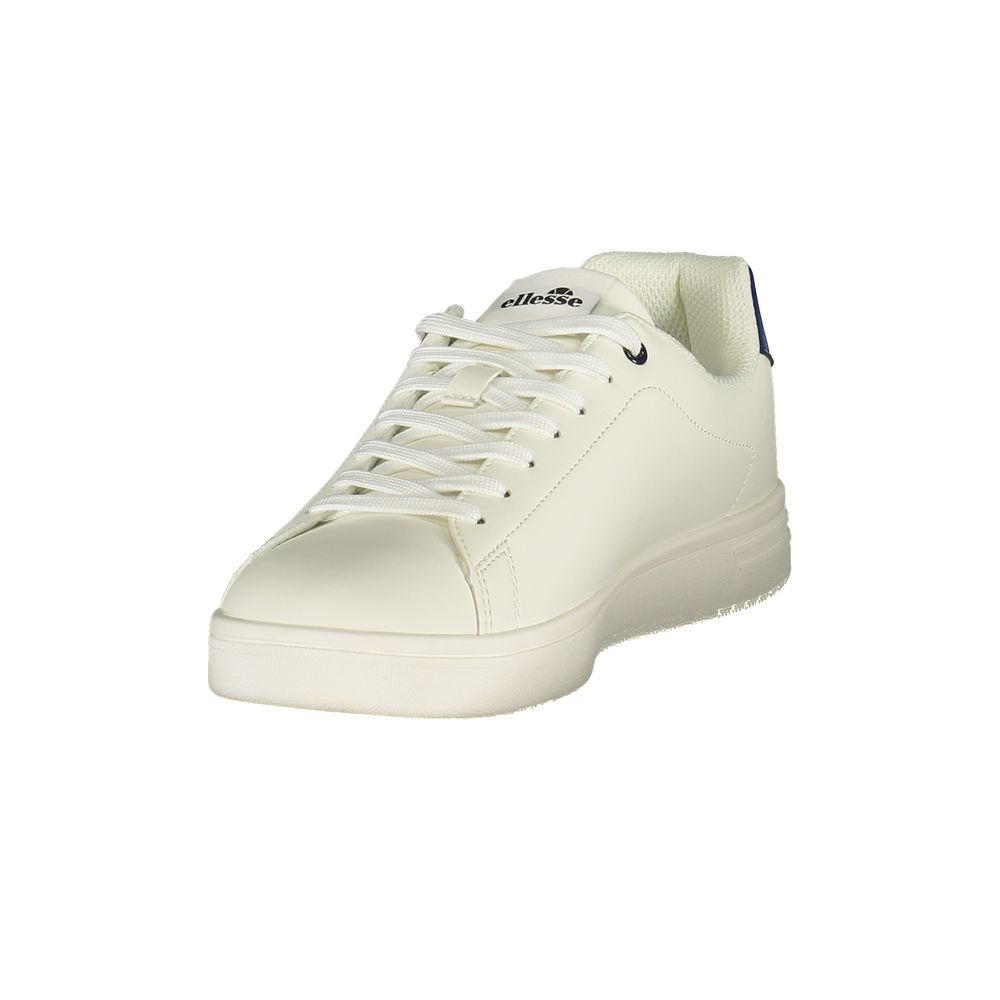 Athletic Sneakers by Ellesse for men in polyester & polyurethane blue & white features an architectural silhouette from the Men's Athletic Polyester & Polyurethane Sneakers collection, showcasing a architectural athletic style for a architectural look.
