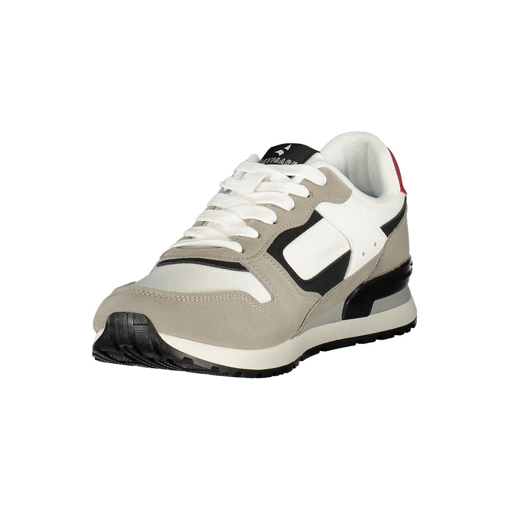 Athletic Sneakers by Navigare for men in polyester & polyurethane black, gray, red, white & print features an architectural silhouette from the City Explore Men's Athletic Polyester & Polyurethane Sneakers collection, showcasing a architectural athletic style for a architectural look.