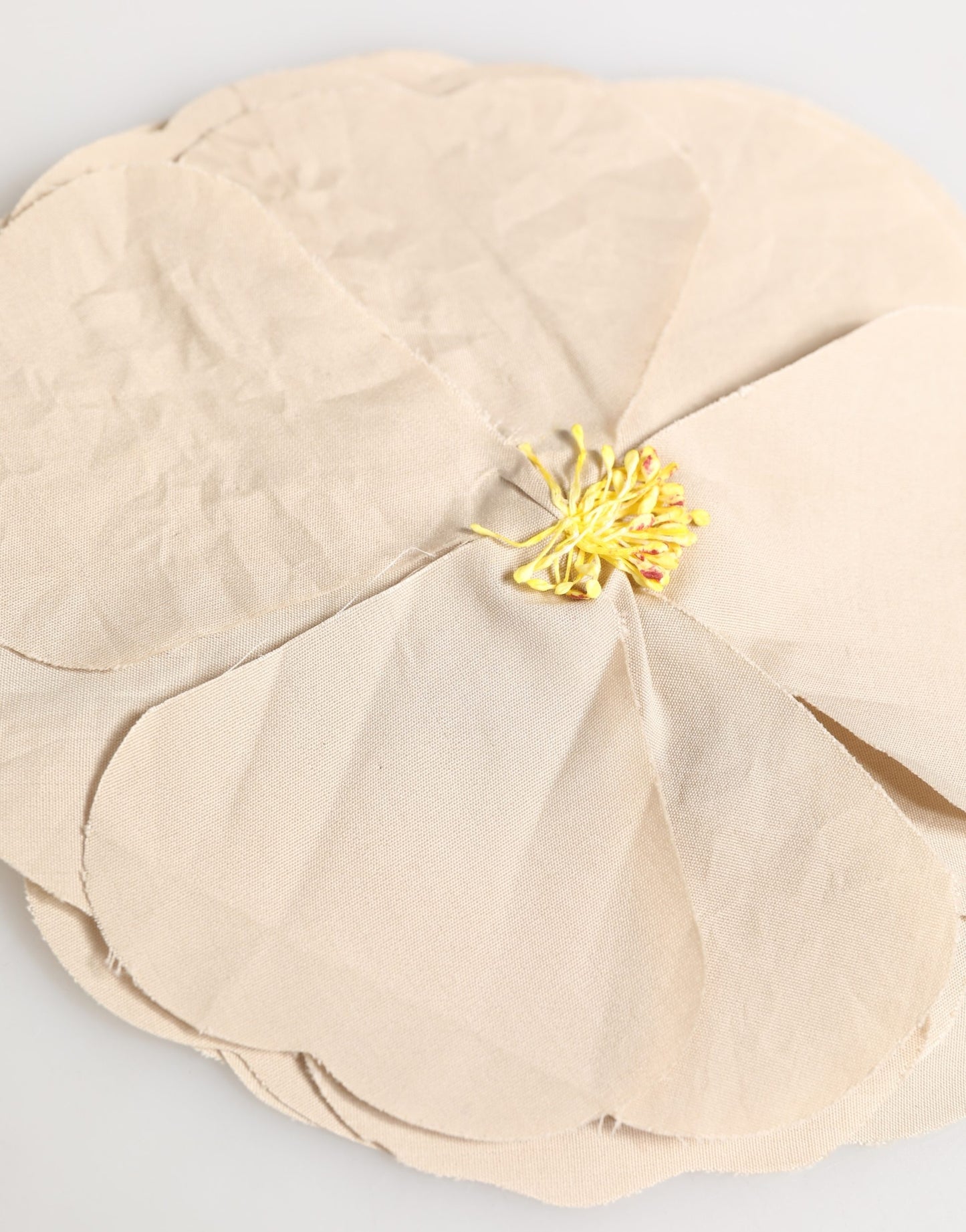 Dolce & Gabbana Beige Floral Motif Silk Blend Poplin Fabric Pin Brooch