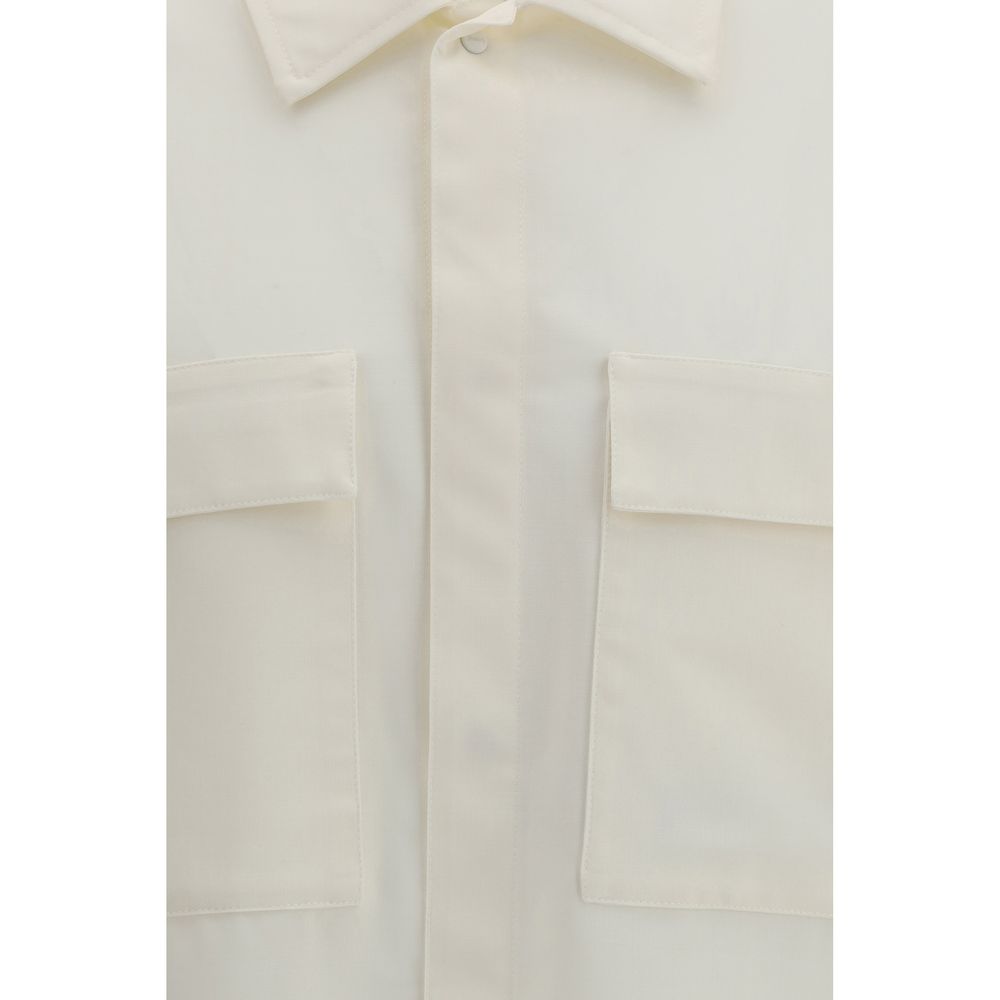 LAMINAR Men's Relaxed Fit Regular Oversized Short-Sleeve Wool & Polyester Shirt - Beige