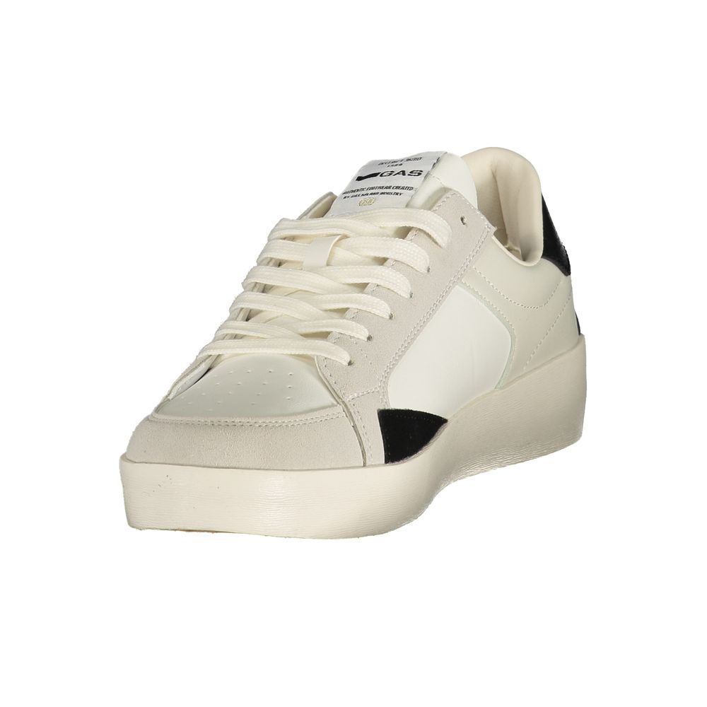Athletic Sneakers by Gas for men in polyester black, white & print showcases a architectural silhouette, artfully capturing the essence of the Men's Athletic Polyester Sneakers with its signature architectural athletic style construction.