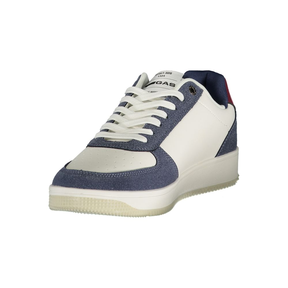 Gas Men's Athletic Polyester Polyurethane Denim Sneakers - White Print