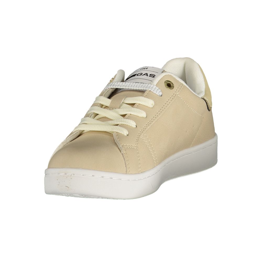 Athletic Sneakers by Gas for women in polyester beige, gold & print features an exquisite silhouette, showcasing the premium athletic style of the Women's Athletic Polyester Sneakers with an exquisite finish.