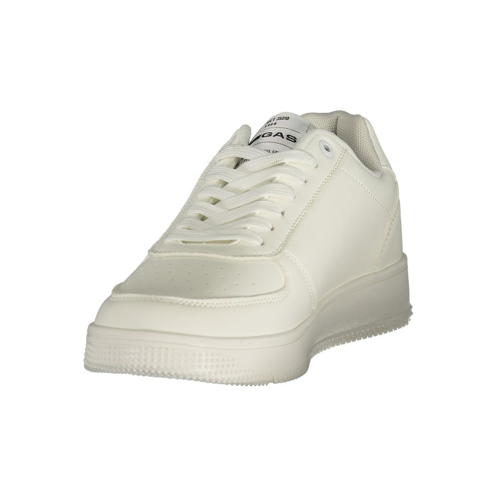 Gas Men's Athletic Polyester Sneakers - White Print