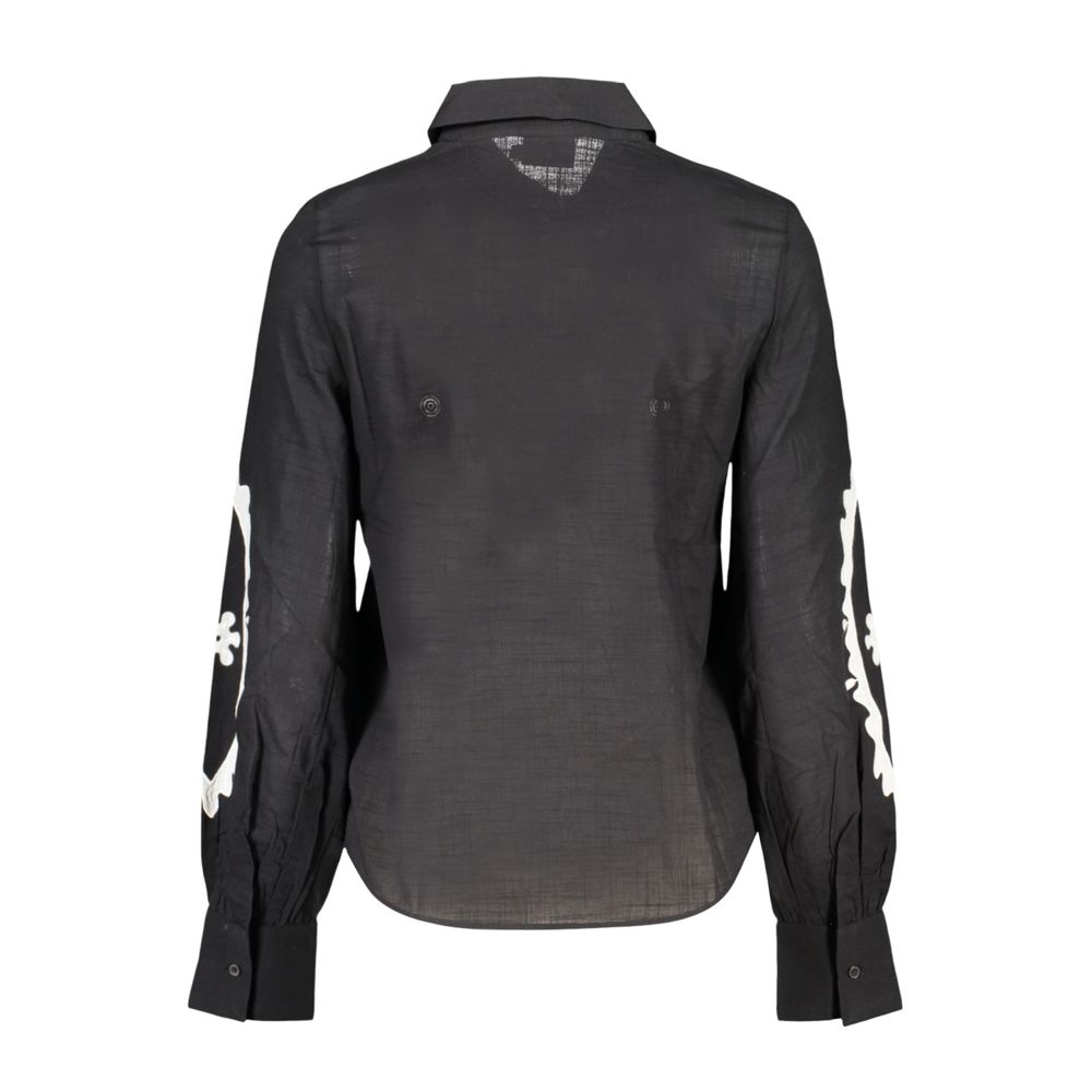 Shirt by Desigual for women in cotton black & patterned showcases a sleek silhouette, elegantly detailed with a sleek and for a sleek finish.