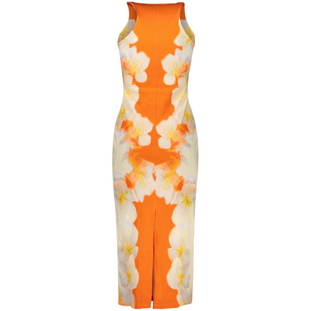 Dress by Desigual for women in polyamide viscose & cotton orange & patterned features an sultry silhouette defined by a and , falling to an sultry long for a sultry look.