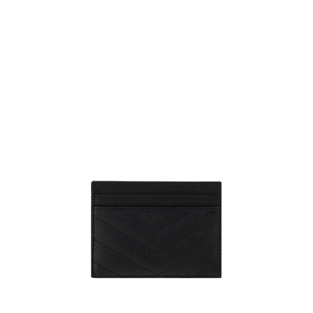 Saint Laurent Bos Taurus Calfskin Leather Cardholder Card Case - Black Signature