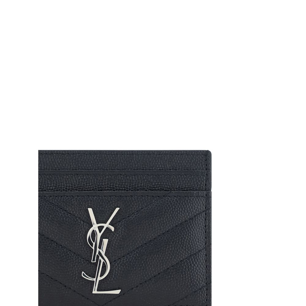 Saint Laurent Bos Taurus Calfskin Leather Cardholder Wallet - Black