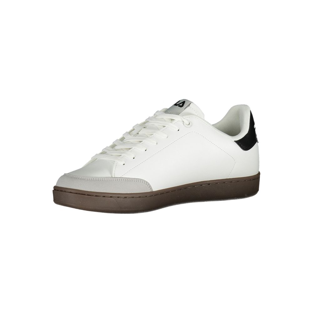 Athletic Sneakers by Fila for men in polyester & polyurethane black & white features an stately silhouette, showcasing the signature athletic style of the Men's Athletic Polyester & Polyurethane Sneakers collection with a truly stately finish.