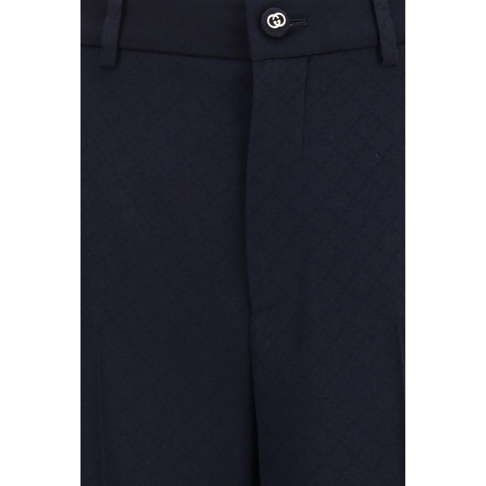 Casual Pants by Gucci for women in silk & viscose blue, patterned & jacquard features a polished silhouette with a polished regular-fit, reaching a polished long and finished with a polished .